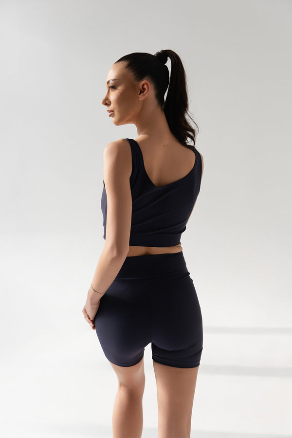 Къс топ DARK BLUE